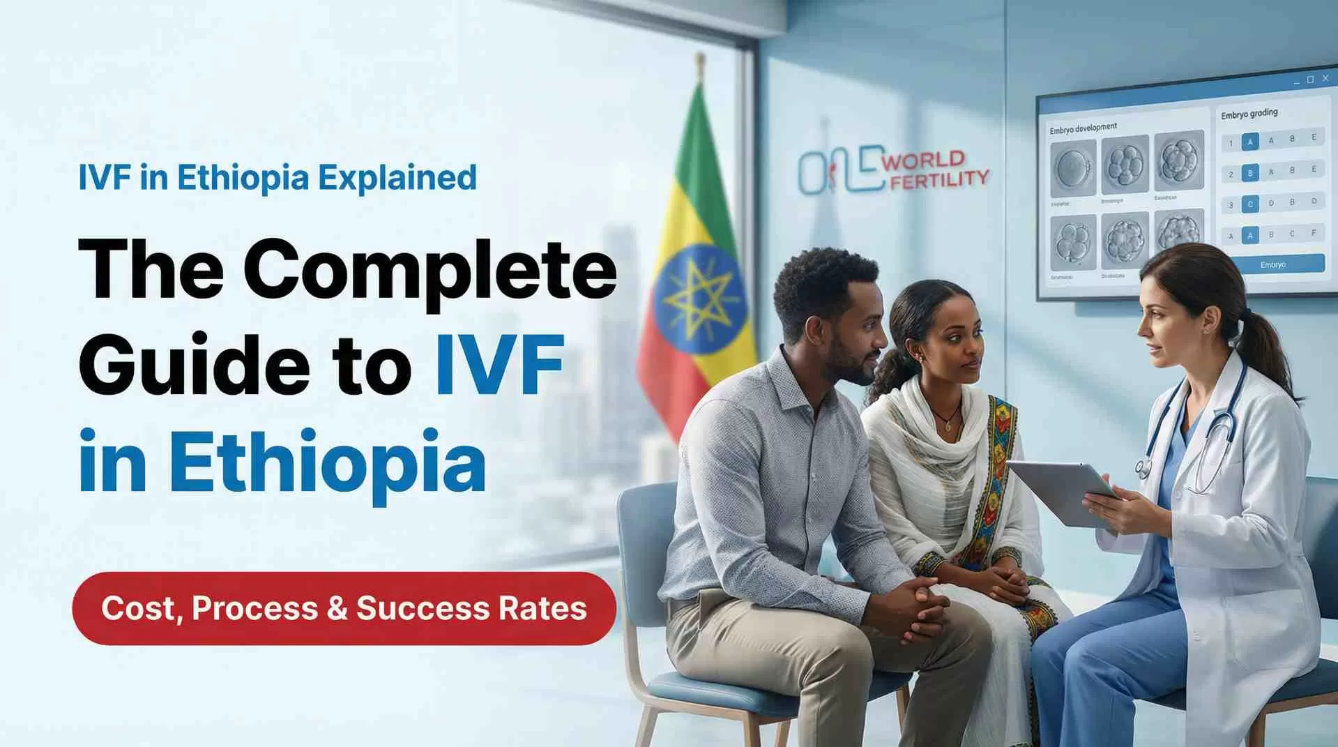 Couple discussing IVF treatment cost and success rates with fertility specialist in Ethiopia  clinic
