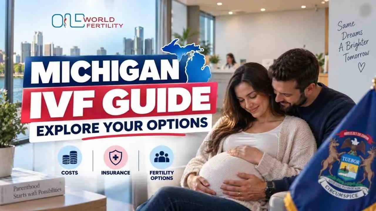 IVF cost in Michigan breakdown chart showing consultation, medication, egg retrieval and embryo transfer prices by stage